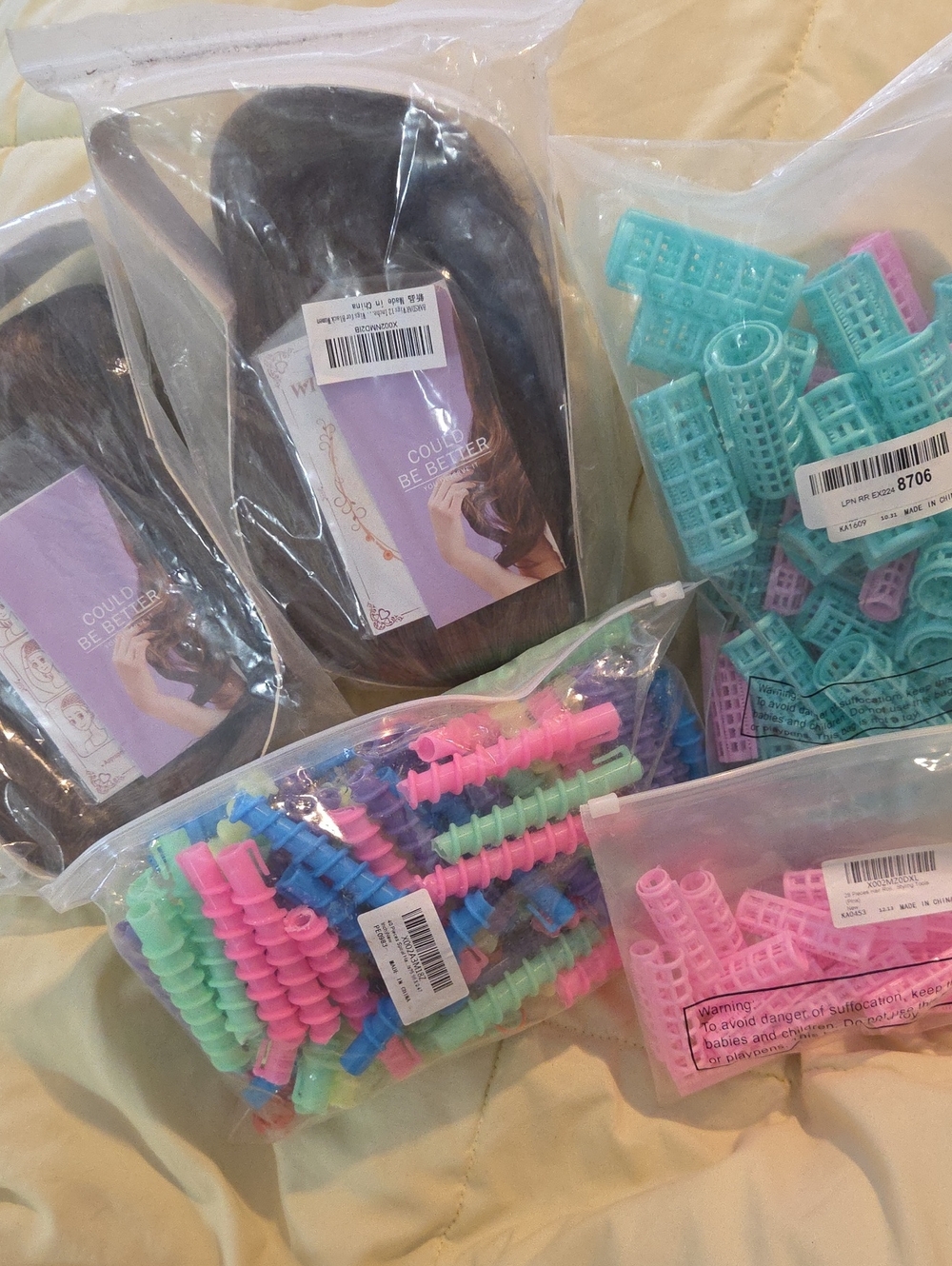 Misc Hair Items- 2 Wigs / Perm Rods / Curlers